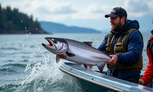 Guided salmon fishing tour